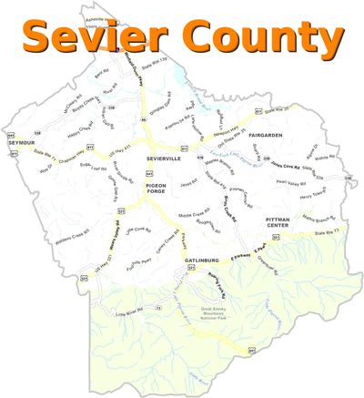 Map of Sevier County